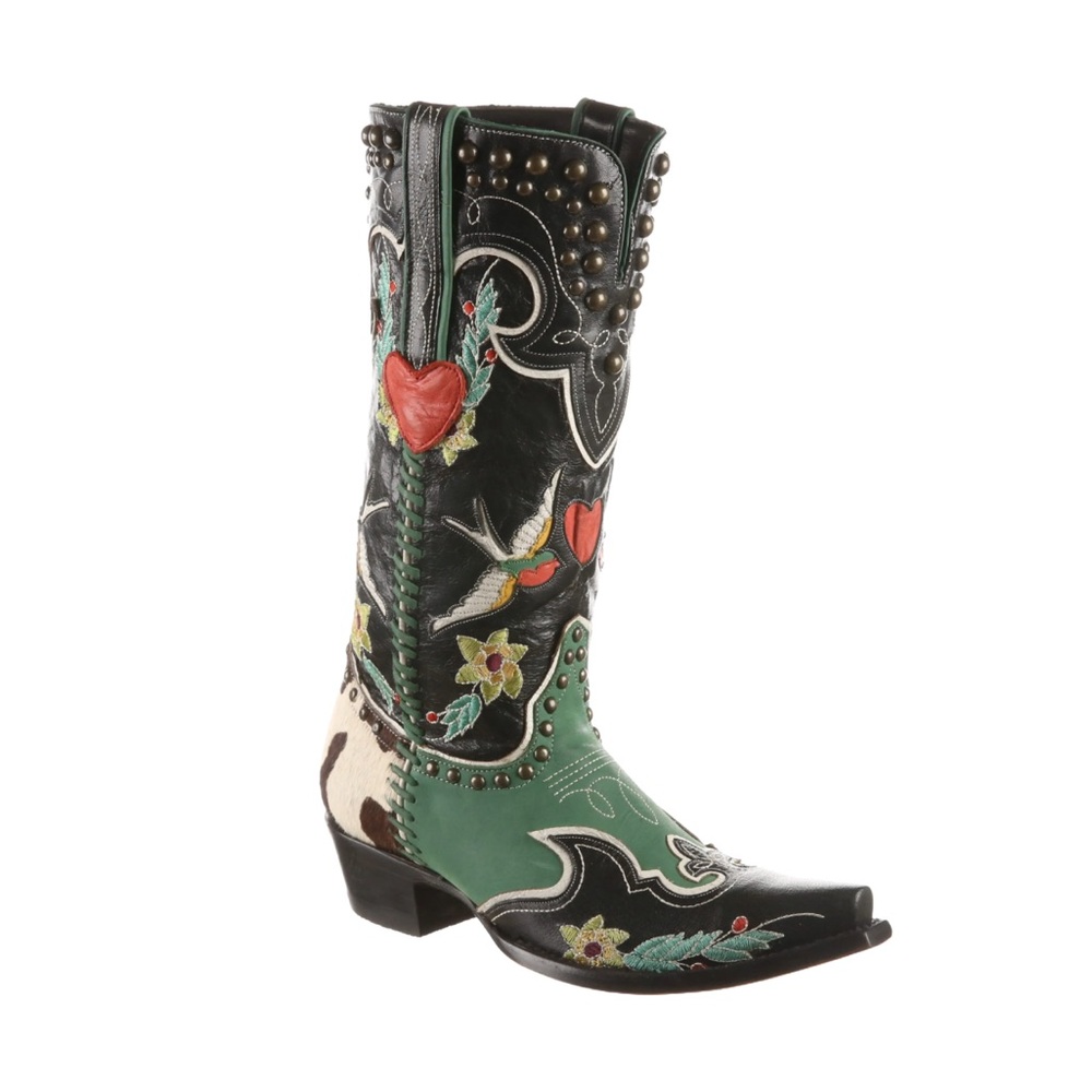 Old Gringo Black and Green Embroidered Boots